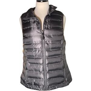 Women’s Gerry Rain Puffer Vest Full Zip Pockets Dark Grey Size Medium EUC